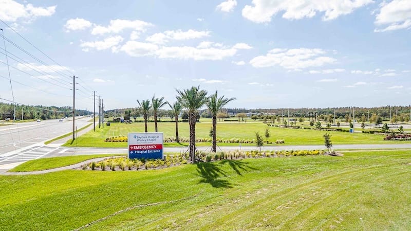 Commercial landscape with irrigation installation